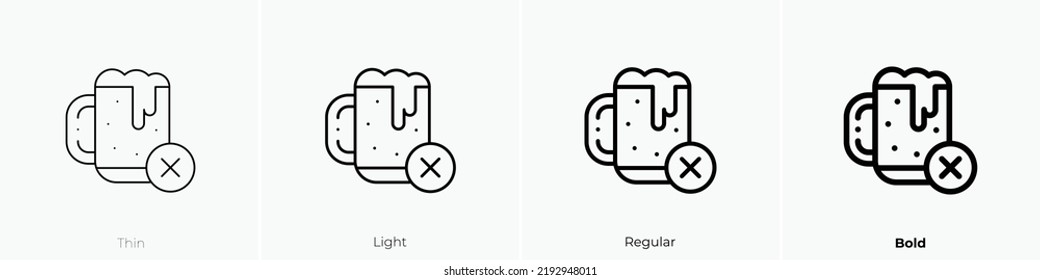 no alcohol icon. Thin, Light Regular And Bold style design isolated on white background