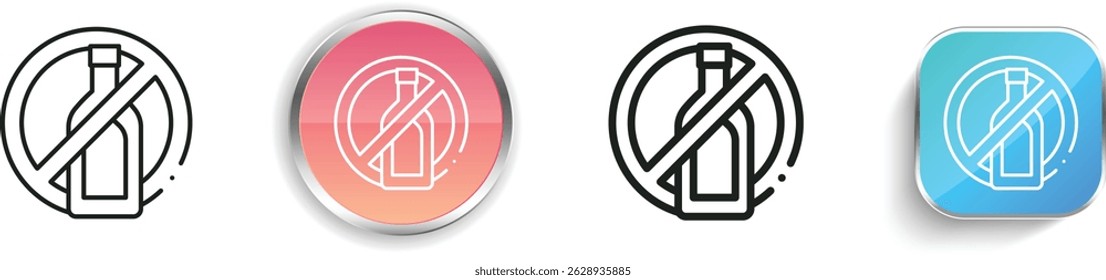 no alcohol icon. Thin Linear, Regular and Button Style Design Isolated On White Background