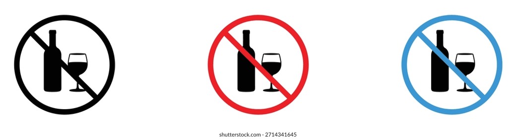 No hay Vector de ícono de alcohol. reglas contra el consumo de bebidas alcohólicas. Ilustración vectorial.