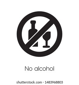 No alcohol icon vector. No alcohol symbol. Linear style sign for mobile concept and web design. No alcohol symbol illustration. Pixel vector graphics - Vector.
