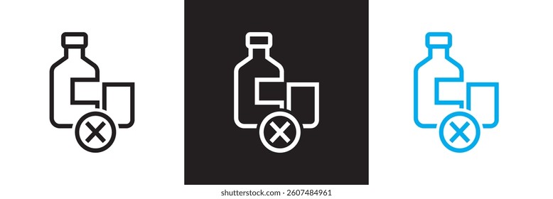 No alcohol icon. Vector  for websites, mobile interfaces, presentations,  banner, visual branding etc. Vector illustration. isolated on white and black background. EPS 10