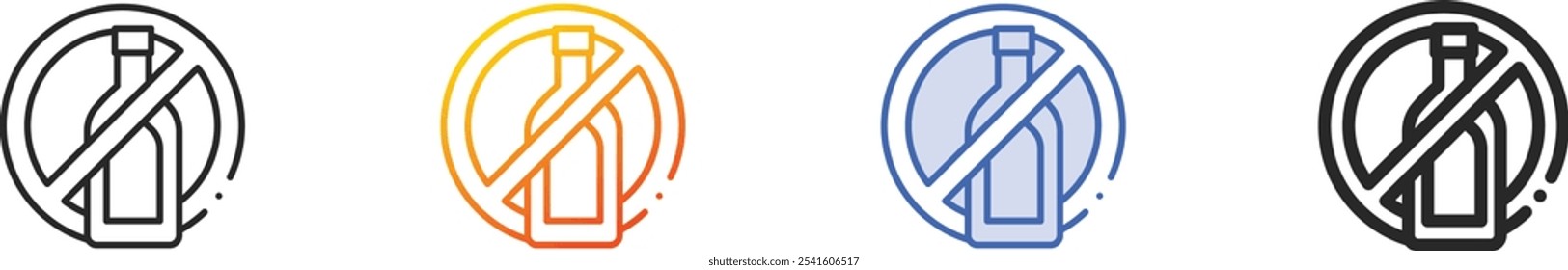no icono de alcohol. Diseño lineal delgado, degradado, trazo azul y estilo audaz aislado sobre fondo blanco