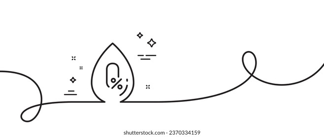 No alcohol line icon. Continuous one line with curl. Organic tested sign. Water drop symbol. No alcohol single outline ribbon. Loop curve pattern. Vector