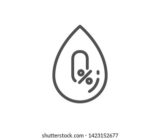 No alcohol line icon. Organic tested sign. Water drop symbol. Quality design element. Linear style no alcohol icon. Editable stroke. Vector