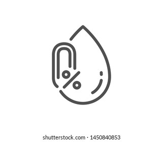 No alcohol line icon. Organic tested sign. Water drop symbol. Quality design element. Linear style no alcohol icon. Editable stroke. Vector