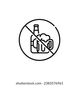 No alcohol line icon sign symbol isolated on white background 