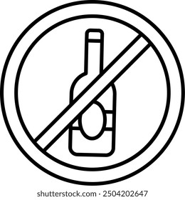 No alcohol Line vector Icon Design