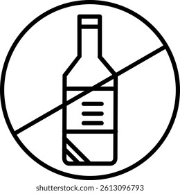 No Alcohol Line Vector Icon Design