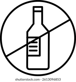 No Alcohol Line Vector Icon Design