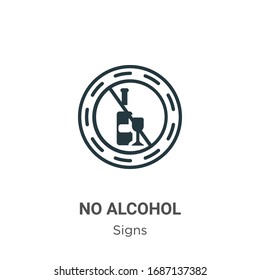 No alcohol outline vector icon. Thin line black no alcohol icon, flat vector simple element illustration from editable signs concept isolated stroke on white background