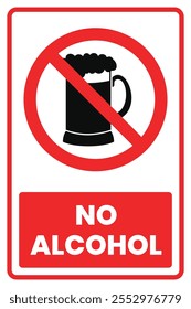 Vetor de Sinal Sem Álcool Proibido 