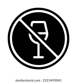 No Alcohol, Prohibition Flat Icon Logo Illustration. Prohibition Icon-set. Suitable For Web Design, Logo, App.