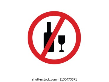 No alcohol prohibition sign black vector illustration
