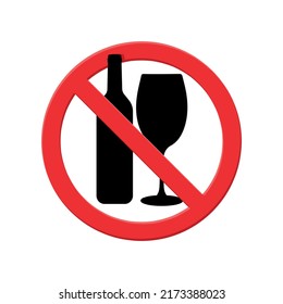no alcohol red banned sign flat vector icon, sign of prohibition, flat icon in red crossed out circle