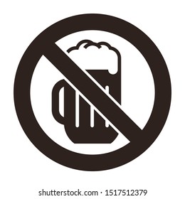 No alcohol sign. No beer warning sign isolated on white background