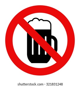 No alcohol sign. No beer warning sign isolated on white background