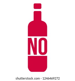 No Alcohol Sign with Bottle, Vector Illustration isolated on white background.