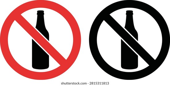 No alcohol sign with bottle vector icon