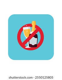 No hay Ilustración vectorial de concepto de signo de alcohol. No se permite beber cerveza.