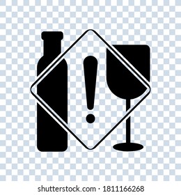 No alcohol sign. No Drinking Sign. Forbidden Symbol Simple. editable icon vector illustration on blank background