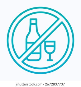 Kein Alkoholzeichen, kein Trinkzeichen, Vektorsymbol, Symbol für den linearen Farbverlauf,