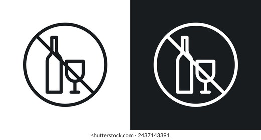 No Alcohol Sign Icon Designed in a Line Style on White background.