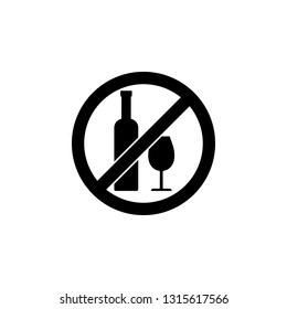 No alcohol sign icon. Simple glyph, flat vector element of ban, prohibition, forbid icons set for UI and UX, website or mobile application