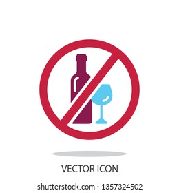 No alcohol sign, icon vector
