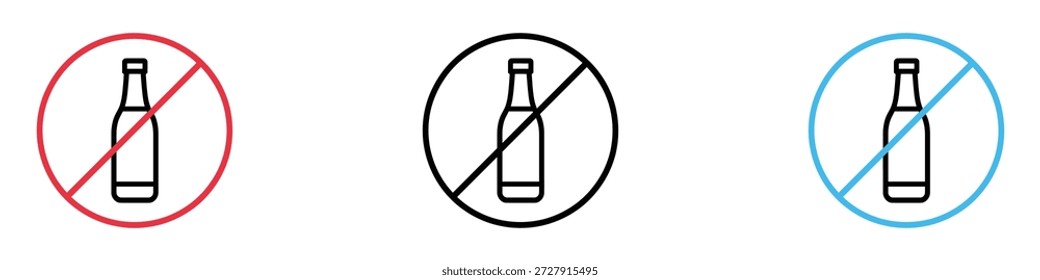 No hay símbolo de alcohol. Vector de prohibición de bebidas alcohólicas. Ilustración vectorial.
