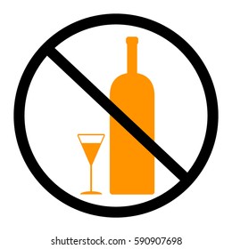 no alcohol sign icon vector.Orange icon