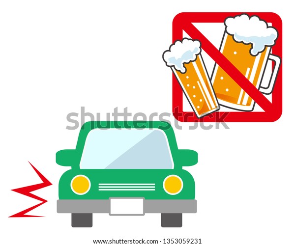 No Alcohol\
sign illustration.car icon. beer\
icon.