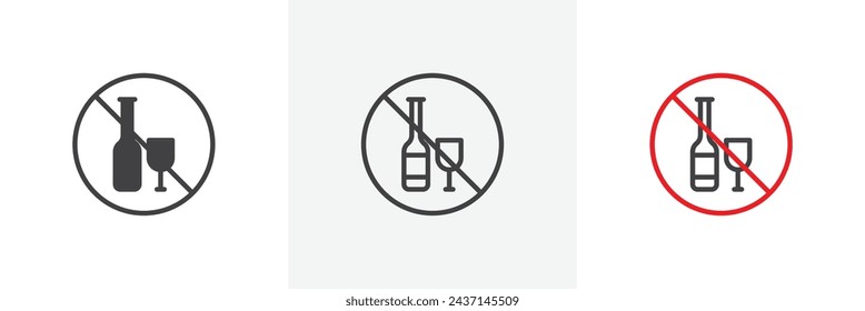 No Alcohol Sign Isolated Line Icon Style Design. Simple Vector Illustration