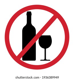 No alcohol sign isolated on white background. Vector illustration 