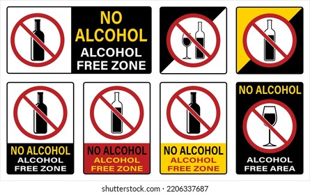 No Alcohol Sign, Alcohol Not Allowed, Alcohol Drink Prohibited Vector Art Illustration, No, Do Not Sign, Circle Backslash Symbol,