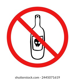 No Alcohol Sign on White Background