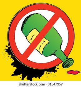 No alcohol sign on a yellow background