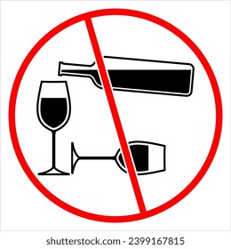 No Alcohol Sign. Prohibited Sign Vector Art Illustration