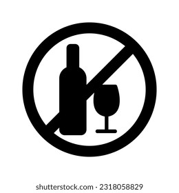 No alcohol sign related vector thin line icon color editable