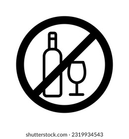 No alcohol sign related vector thin line icon color editable