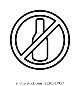 No alcohol sign related vector thin line icon color editable