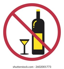 No alcohol sign set in flat design for public warning sign or design elements