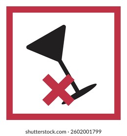 No alcohol sign set in flat design for public warning sign or design elements