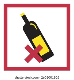 No alcohol sign set in flat design for public warning sign or design elements