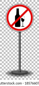 No alcohol sign with stand isolated on transparent background illustration