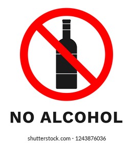 NO ALCOHOL sign. Sticker with inscription. Vector.