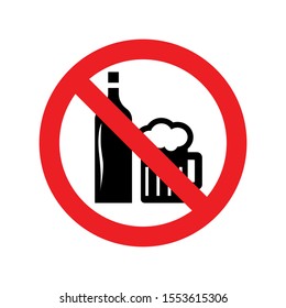 No Alcohol Sign Vector. No Beer And Wine Icon. Eps10 Vector Illustration.