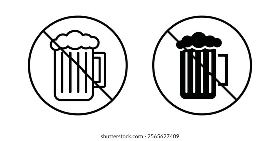 No alcohol sign vector in black and red colors