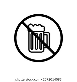 No alcohol sign vector in black colors