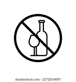 No alcohol sign vector in black colors