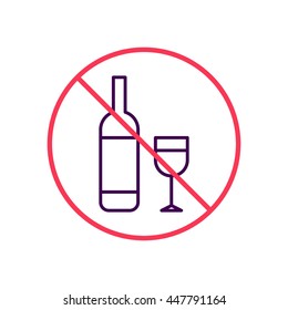 No alcohol sign. Vector flat outline icon design on white background.